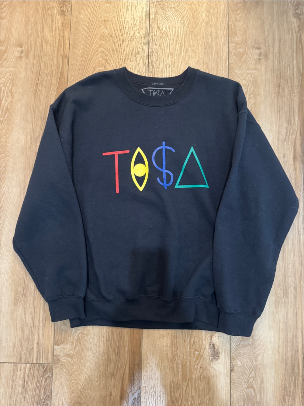 TISA Taz Arnold Logo Graphic Crewneck Men Black  Y2K Sz L